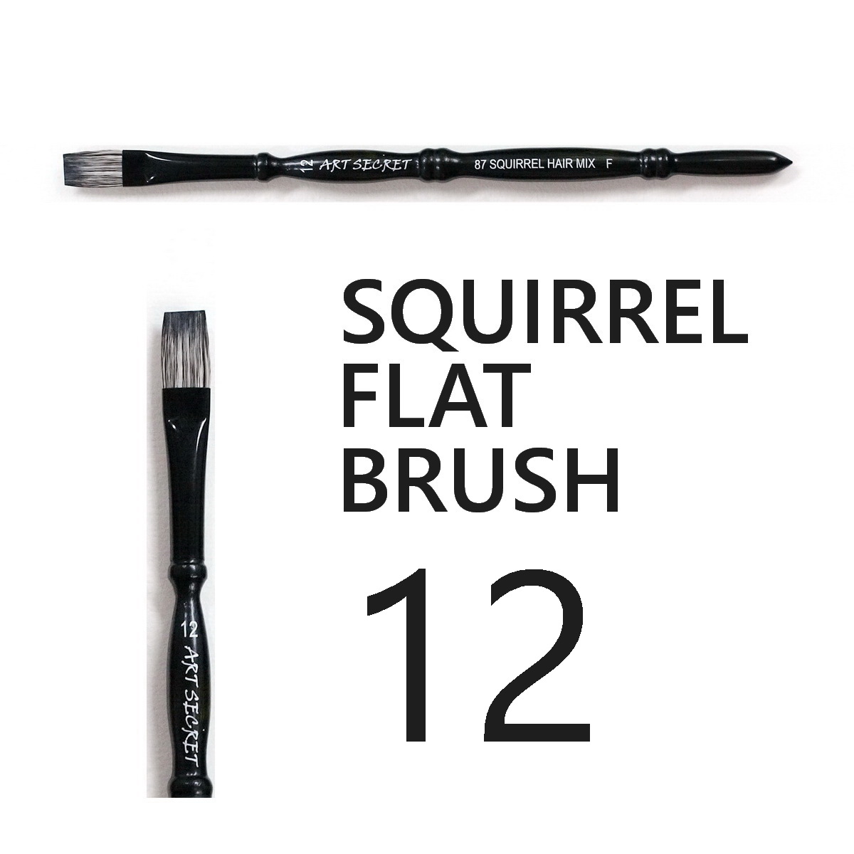 ART SECRET Squirrel FLAT BRUSH # 4, 8, 12,16, 20 Watercolor FLAT Brush -  One piece