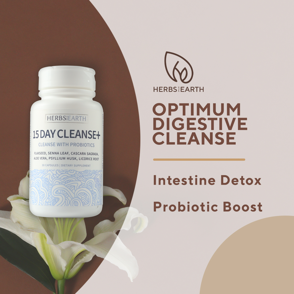 15 Day Cleanse+ Detox 1100mg 30 Capsules w/ Probiotics, Psyllium, Aloe