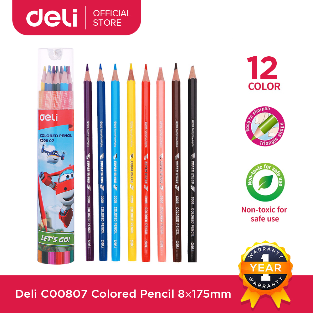 Deli 12-color High-quality Popular With Kids Wood Oil-based Color Lead 