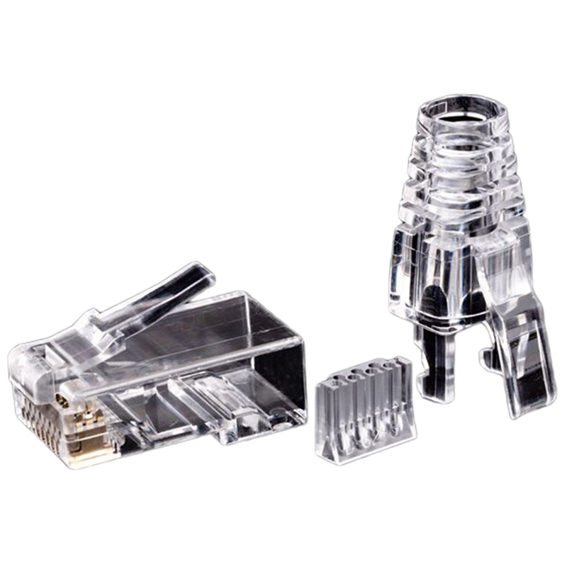 50PCs Cat6 RJ45 unshielded connector Ethernet jack 8C network Cat 6 modular plugs with 6.5mm RJ45 caps