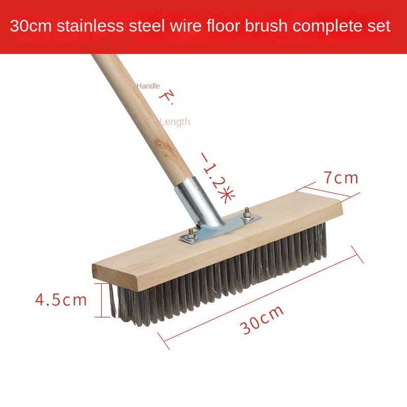 Stainless Steel Wire Floor Scrub Brush with Handle,Stiff Bristle Brush
