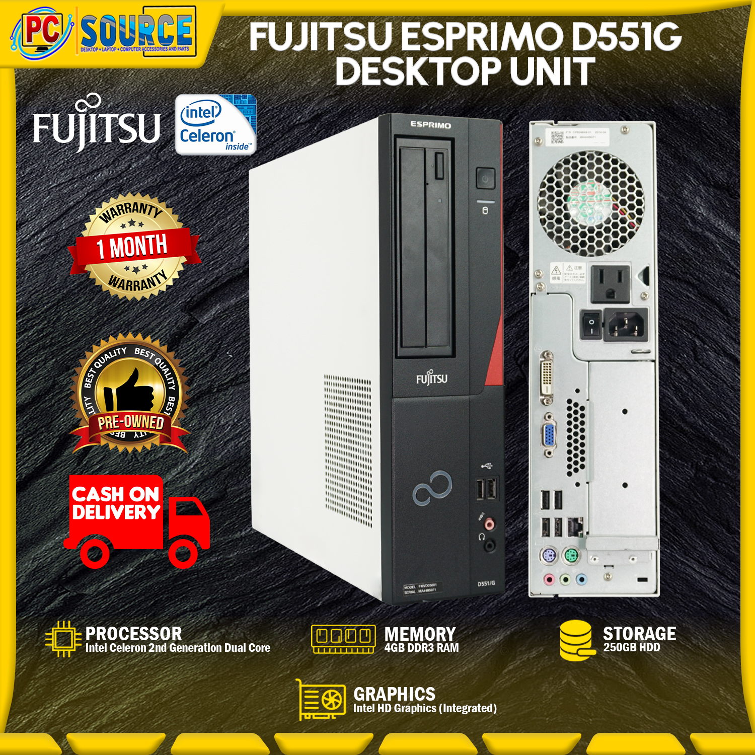 【Windows 10 Home 64bit】富士通 ESPRIMO D551/G /i3-3240/4GB/250GB/DVD-ROM/MS Office 2010/再インストールメディア付属【01】