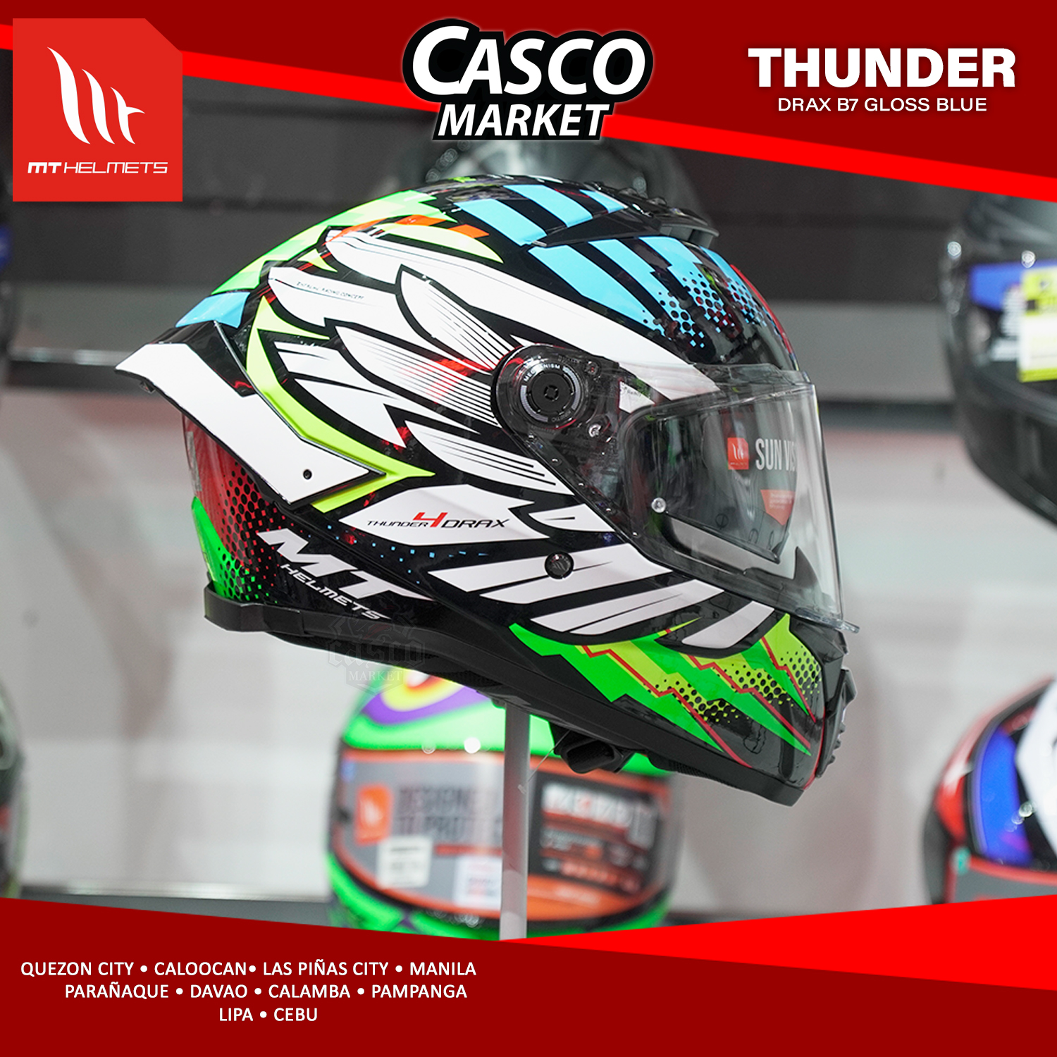 MT HELMETS Thunder 4 SV Drax B7 Blue Helmet Motorcycle Full Face