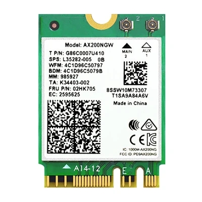 for Dual-Band AX200NGW Wireless Network Card WIFI 6 Generation M.2/NGFF Bluetooth 5.0 Built-in Wireless Network Card