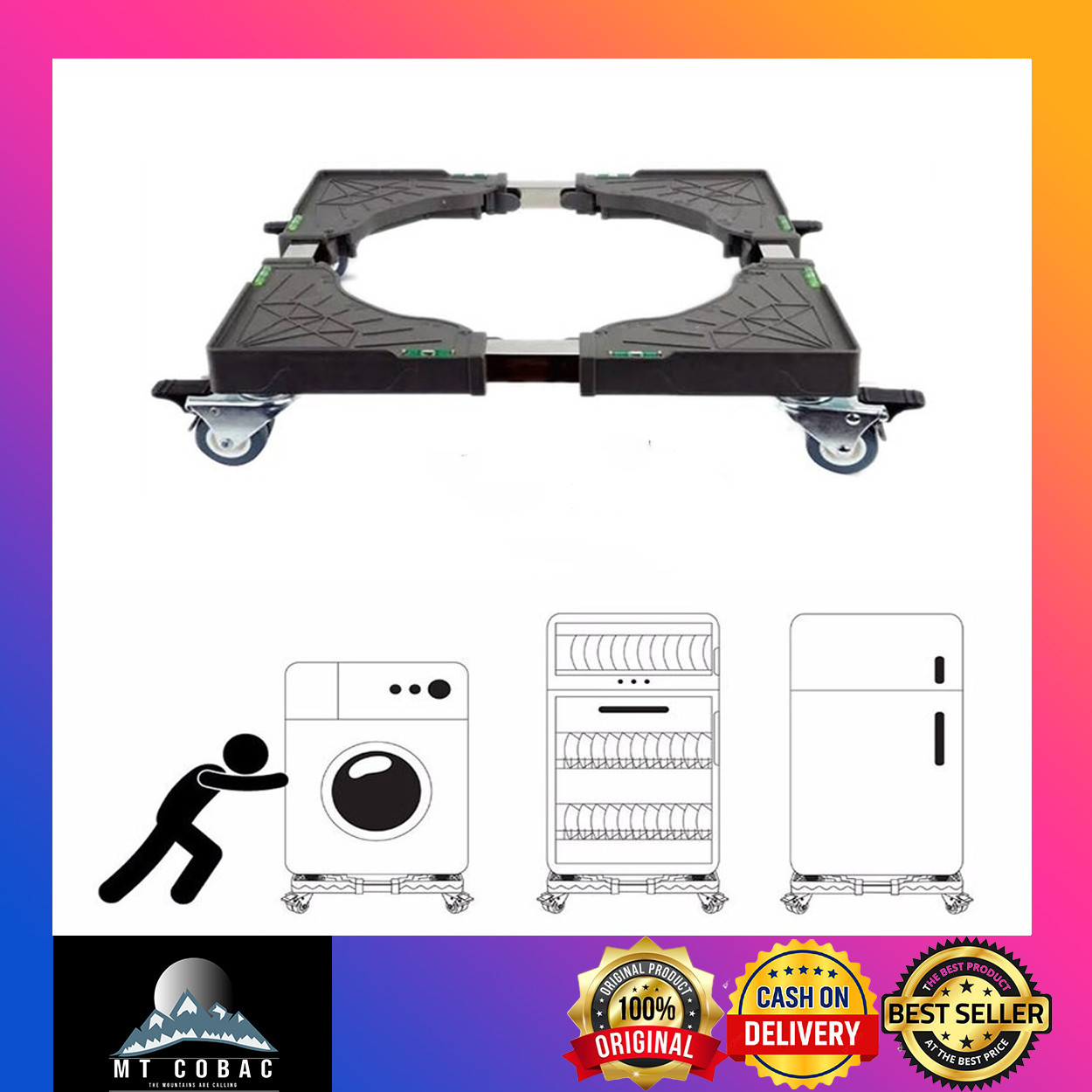 Magic Trolly Adjustable Refrigerator and Washing Machine Stand