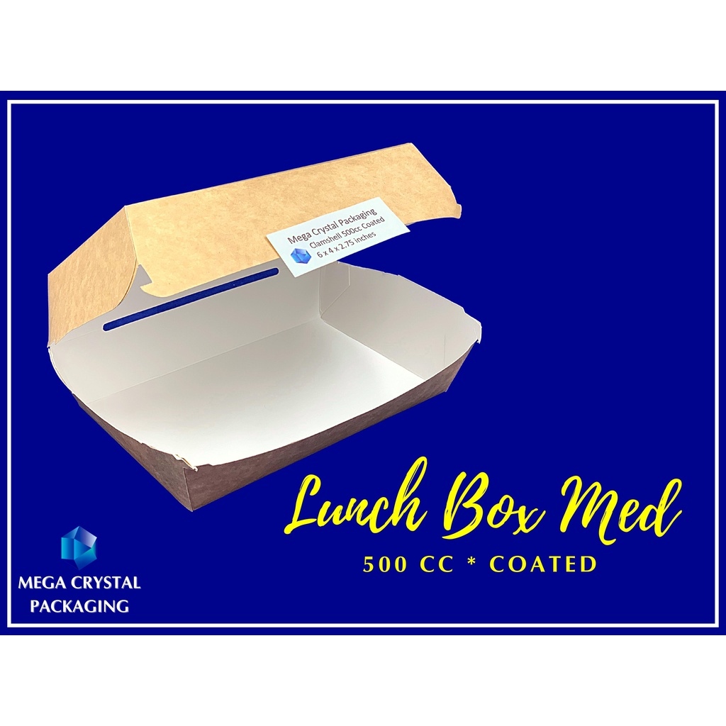 Trigem Meal Box Clamshell 500cc ( Lunch Box Medium ) Coated Meal ...