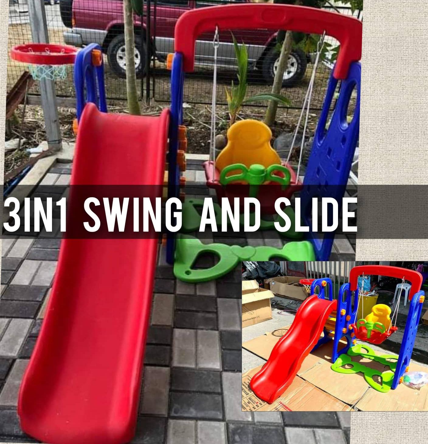 ORIGINAL Kids Slide and Swing Set : Indoor & Outdoor 3 in 1 Slide Set ...