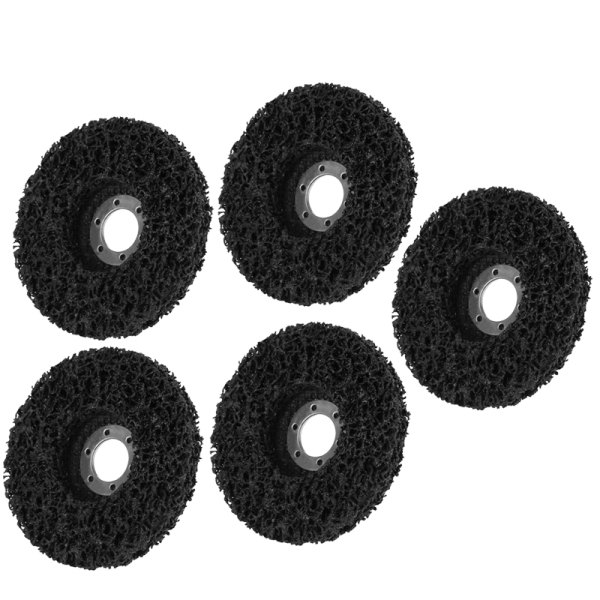 5PCS 125mm Black Poly Strip Wheel Disc, Flaking Materials/Paint/Rust Removal Tool Surface Conditioning Clean