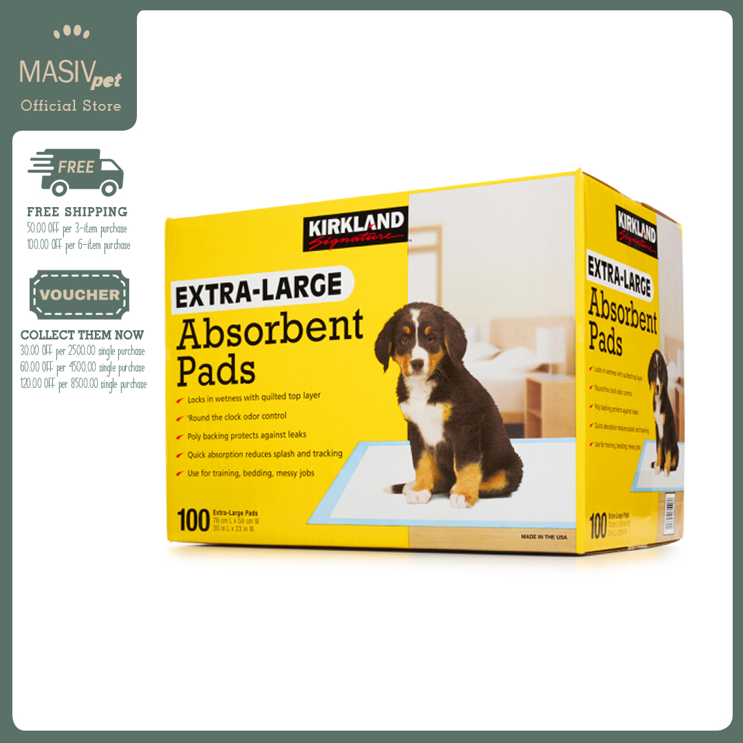Kirkland Signature Absorbent XL Pee Pads 100pcs 76cm x 58cm 30in x 22in For Dog or Cat