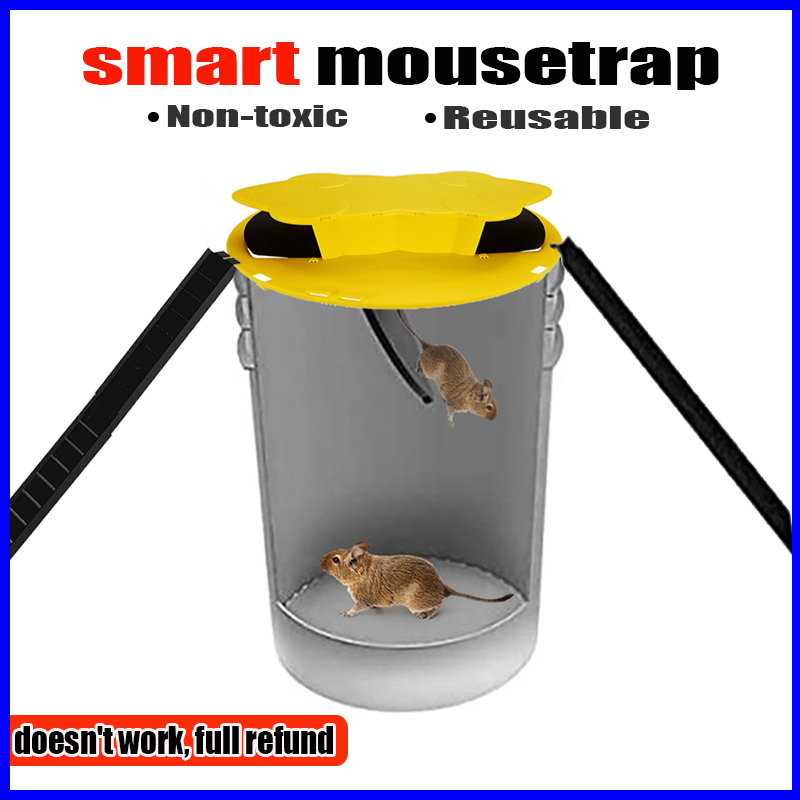 Mousetrap Slide Bucket Lid Mice Rat Trap Flip Slide Bucket Catcher Reusable  Auto Reset