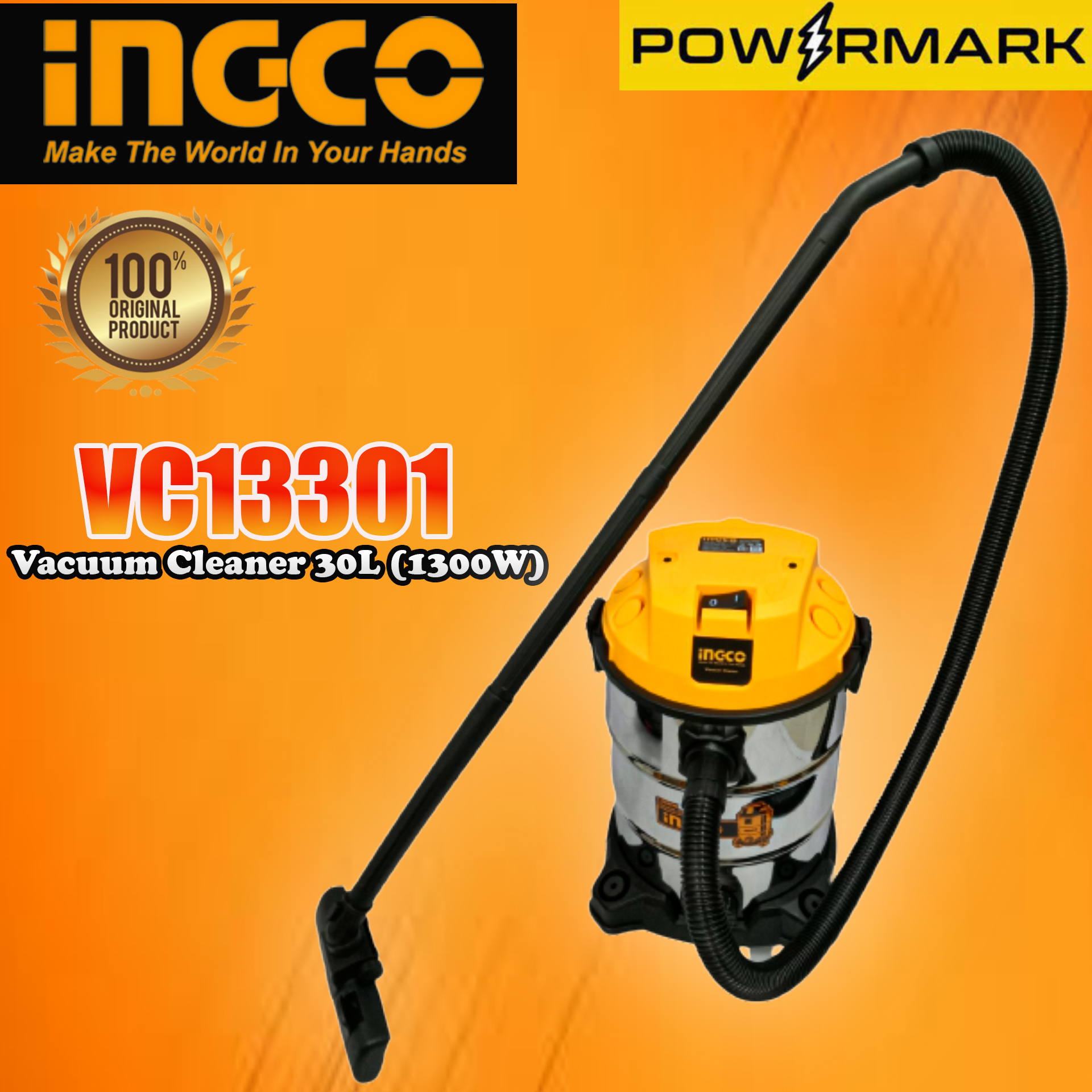 INGCO VC13301 Vacuum Cleaner 30L (1300W) [POWERMARK IPT] Lazada PH
