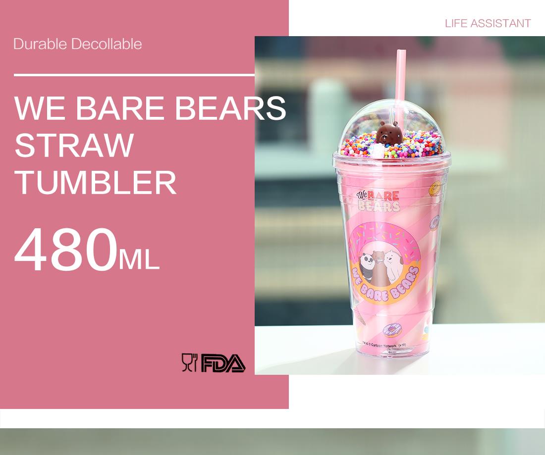 MINISO We bare bears Grizzly Panda Icebear Plastic Tumbler Cup