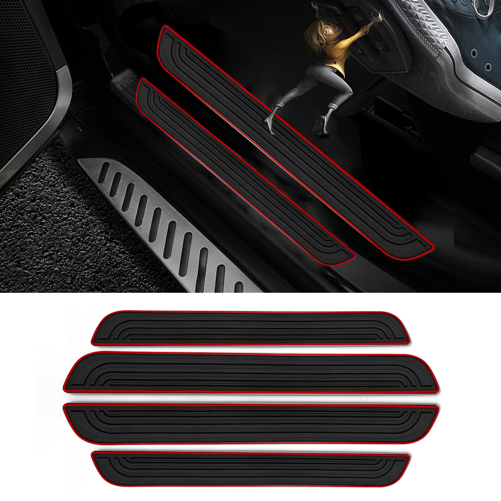 Car & Truck Door Panels 4pcs Carbon Fiber Car Scuff Plate Door Sill Cover Panel Step Protector For WRC SUBARU WRX-in Door Sill Protector - Foto 8