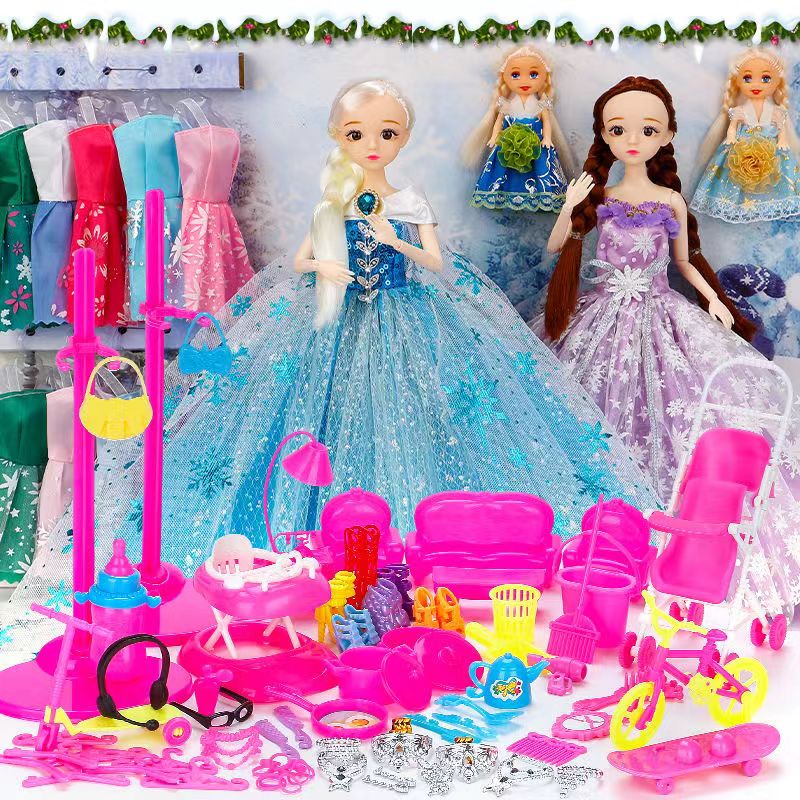Snow Princess cute doll Princess Doll Set children princess dress up girl dress accessories