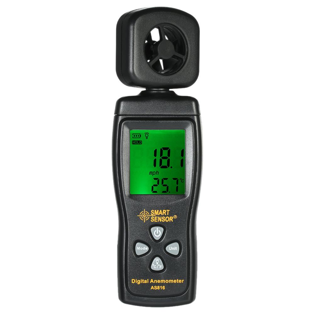 Cảm Biến Thông Minh Mini Máy Đo Gió LCD Kỹ Thuật Số Tốc Độ Gió Meter Vận Tốc Không Khí Đo Nhiệt Độ Với Đèn Nền