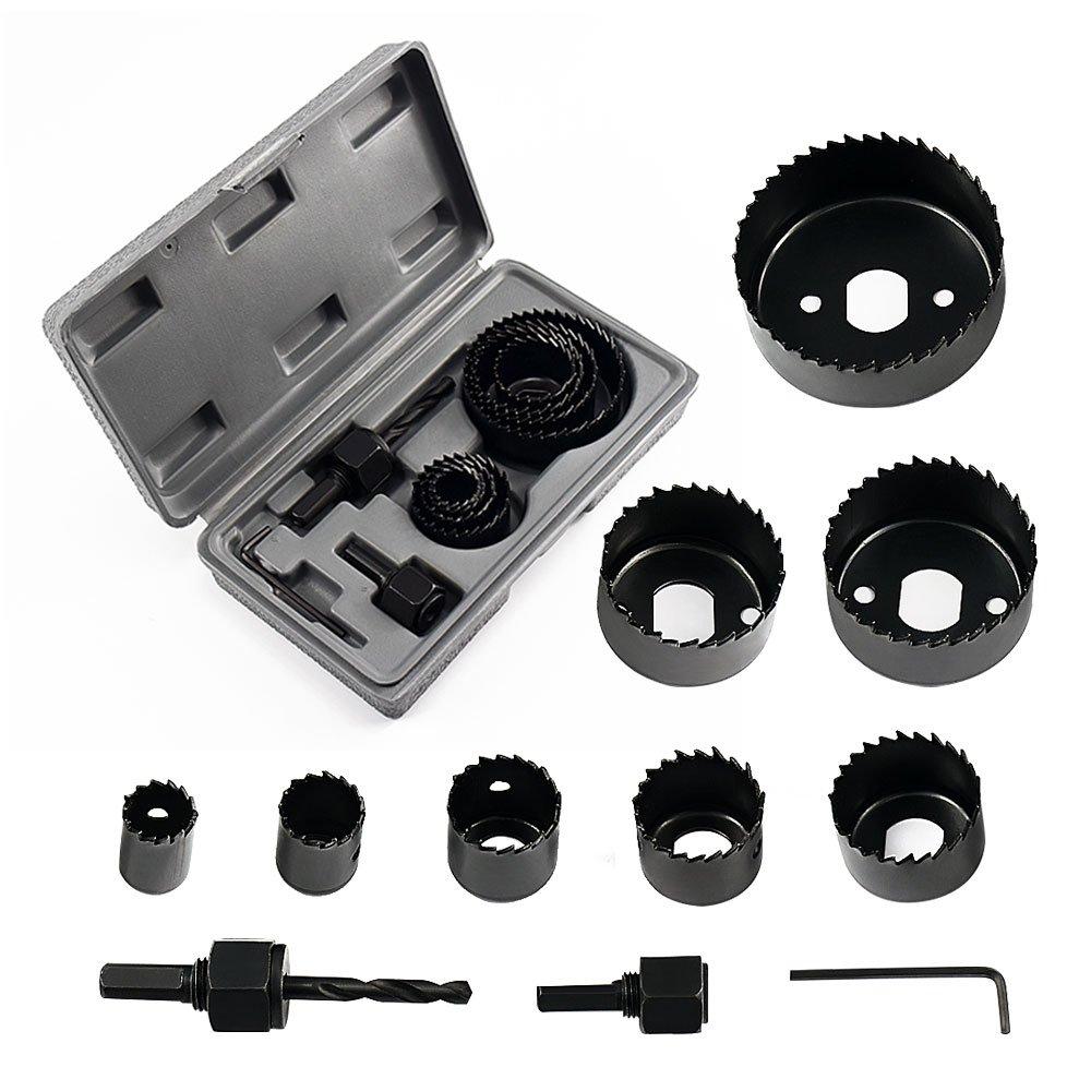 Hole Saw Set 11 pieces 3/4'' 2 1/2 Hole Saw Kit Hex Key and Install