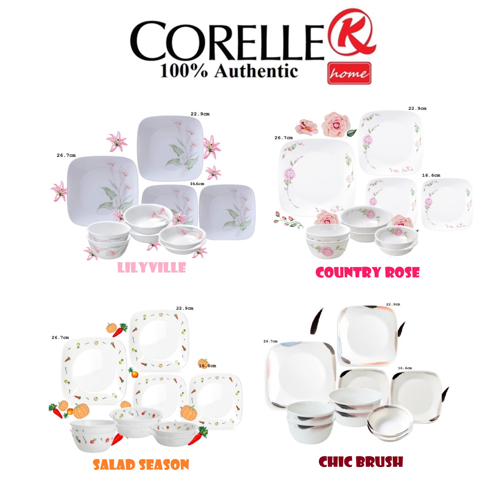CORELLE Square Dinnerware 10 Piece Set Dishwasher Safe Dinnerware