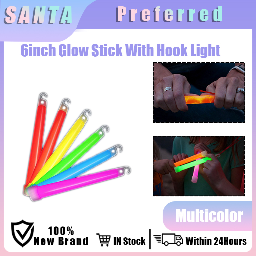 6 Glow Light Sticks w/Hook