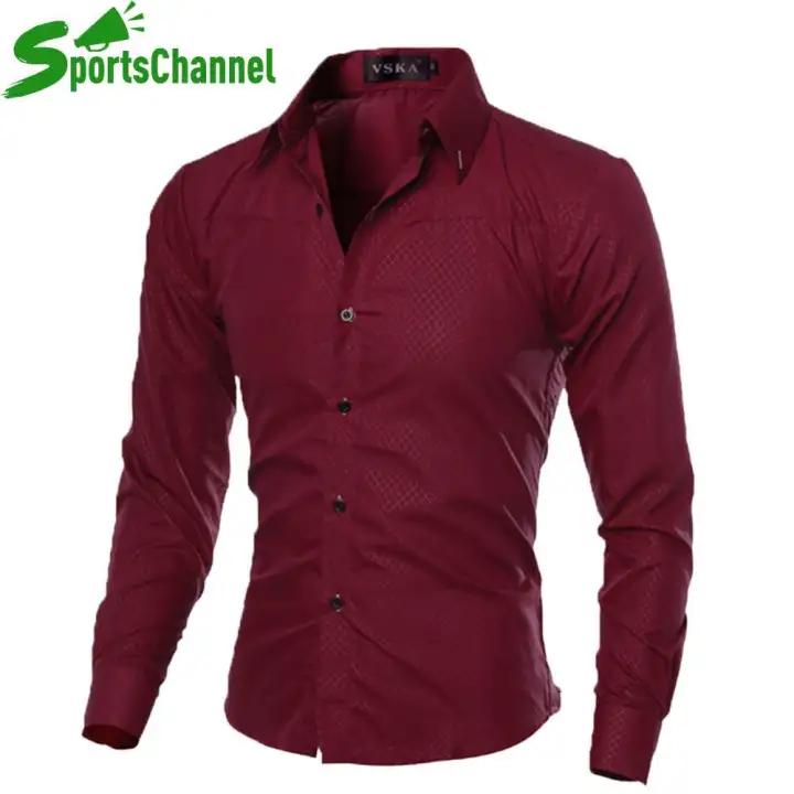 wine red dress shirt