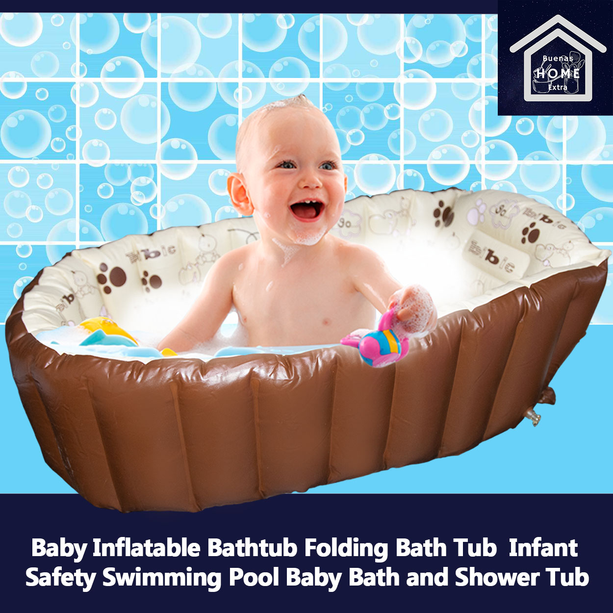 Buenas Baby Inflatable Bathtub Folding Bath Tub Infant Safety Swimming Pool Baby Bath and Shower