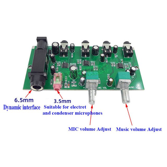 MC33202 Dynamic Condenser Microphone Preamplifier Audio MIC Preamp Mixing Board Mixer For Live