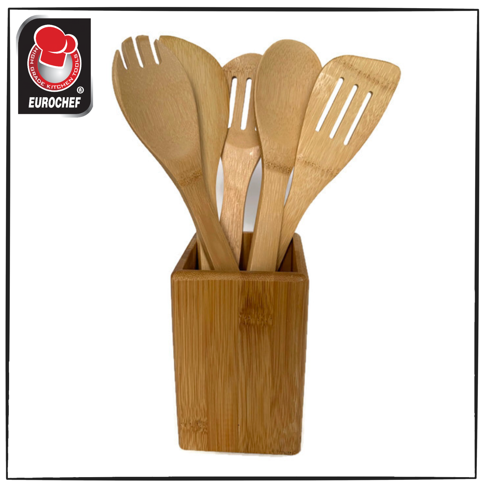 Stylish 6pcs/SET Bamboo Spoon Spatula Wooden Utensil Kitchen Turners Tool in Mesh Bag 