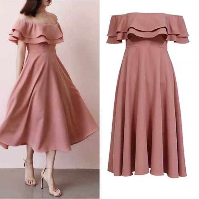 Off-the-shoulder Tie Detail Trumpet Bridesmaid Dress With Front Slit In  Pale Peach | The Dessy Group