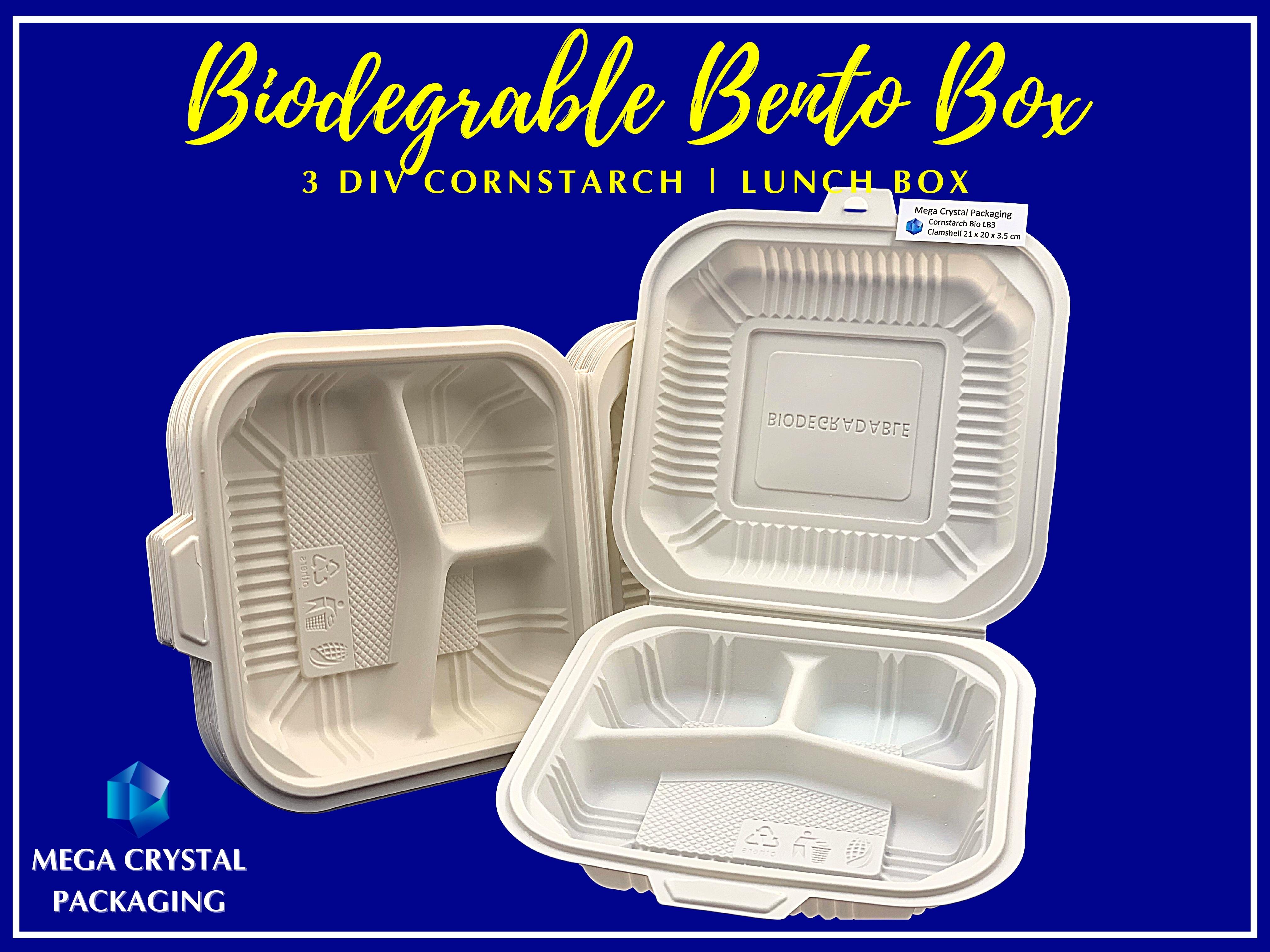 [ 50 Pcs. ] Biodegradable Cornstarch Clamshell Lunch Box / Bento Box 2