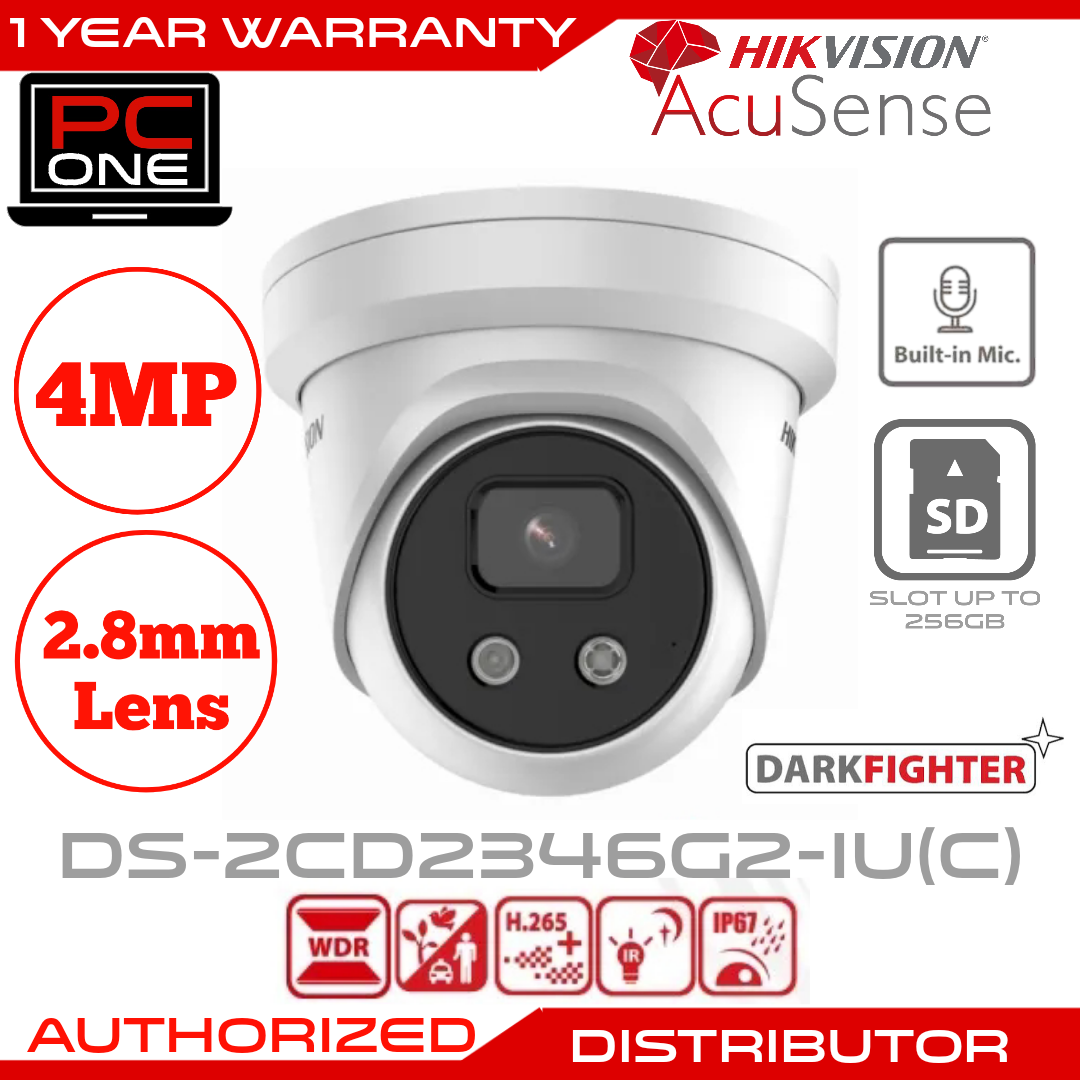 HIKVISION EasyIP AcuSense 4MP IP67 Turret IPC [12VDC/PoE, MicroSD ...