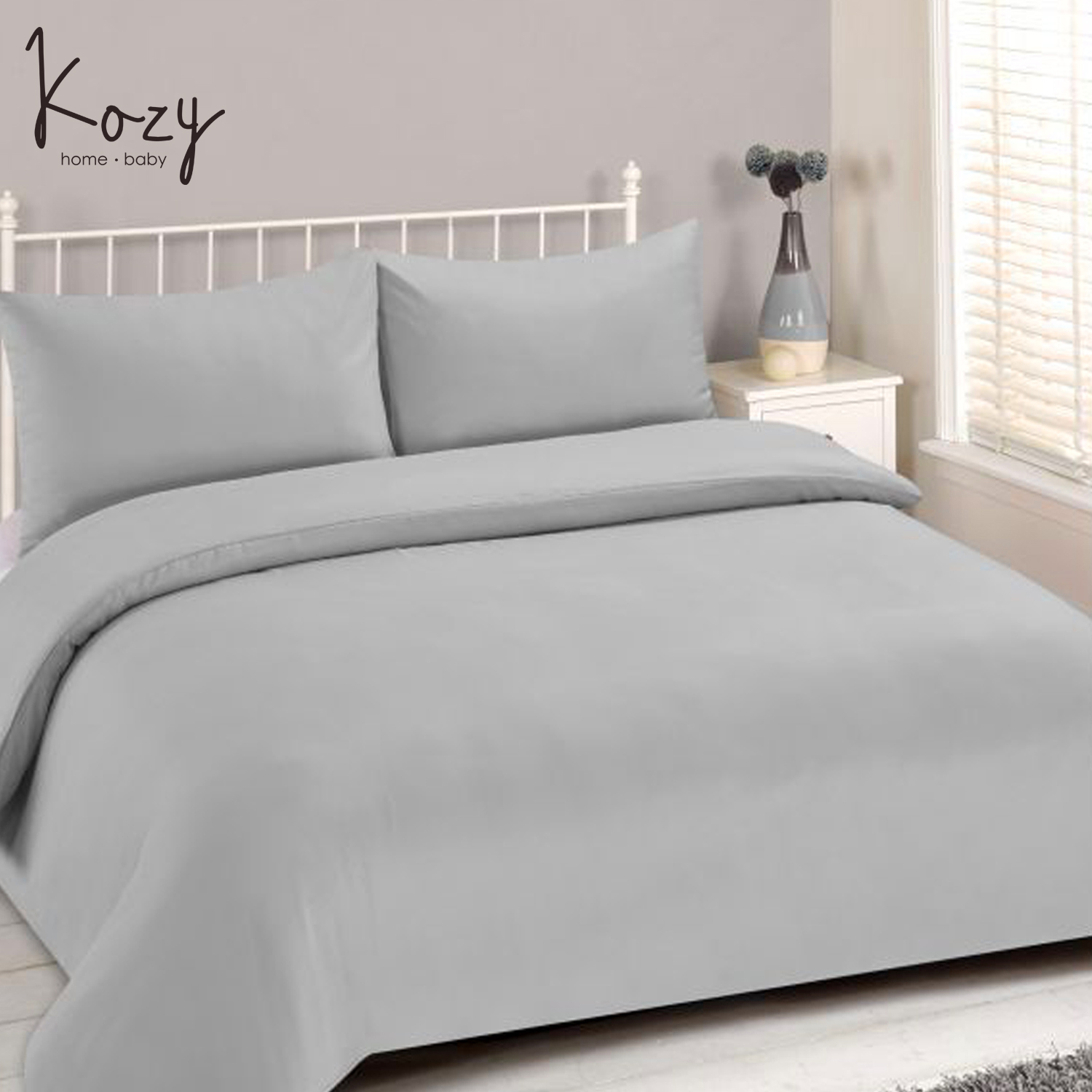 Kozy Home Canadian Cotton 4 in 1 Bedsheet Set in Light Grey (1 Fitted