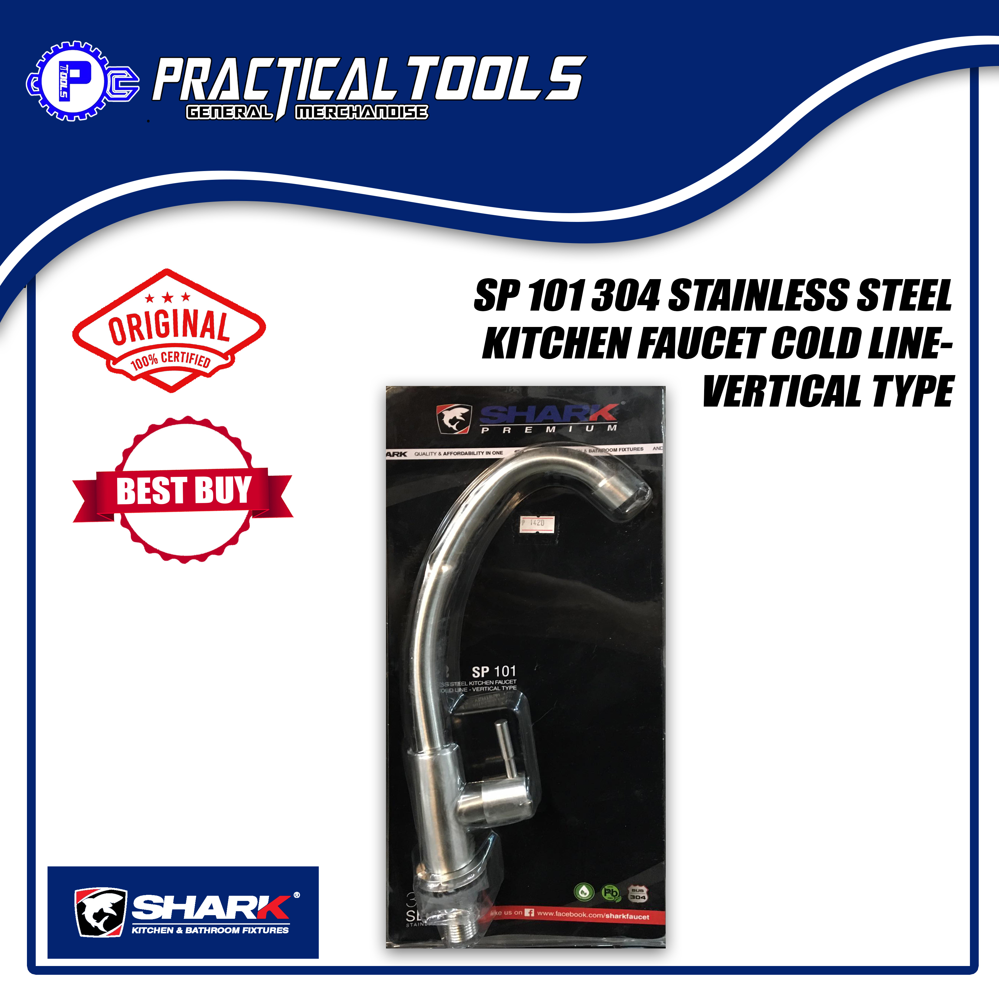 SHARK SP101 304 STAINLESS STEEL KITCHEN FAUCET COLD LINE VERTICAL TYPE