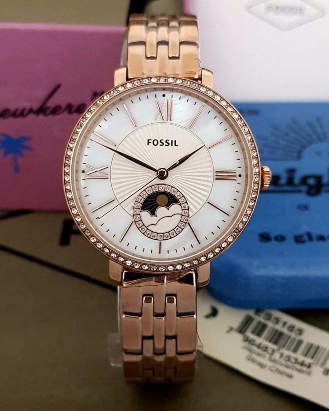 Fossil ES5165 Jacqueline Sun Moon Multifunction Rose GoldTone