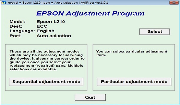 Epson L210 Adjustment Program resetter 