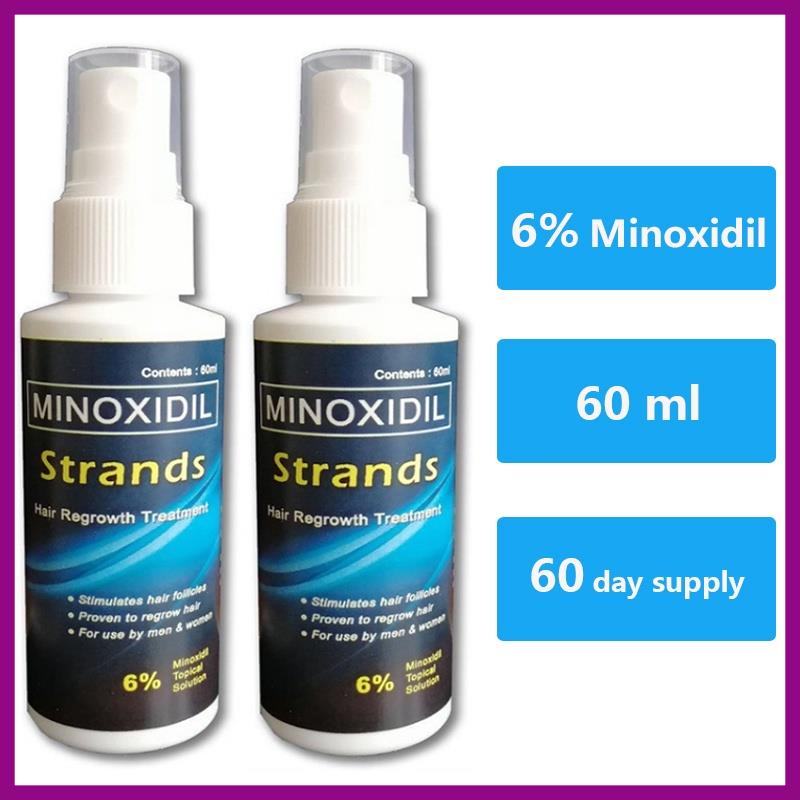 Minoxidil Strands 2 Bottles 6 Minoxidil Topical Solution 60ml Per Bottle Hair Grower Beard 1983