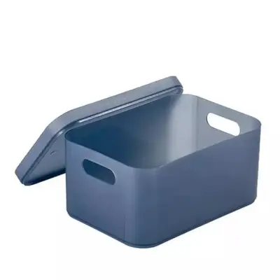 Muji Inspired Organizers Containers, Stackable, Minimalist - Frosted Dark Blue-Large