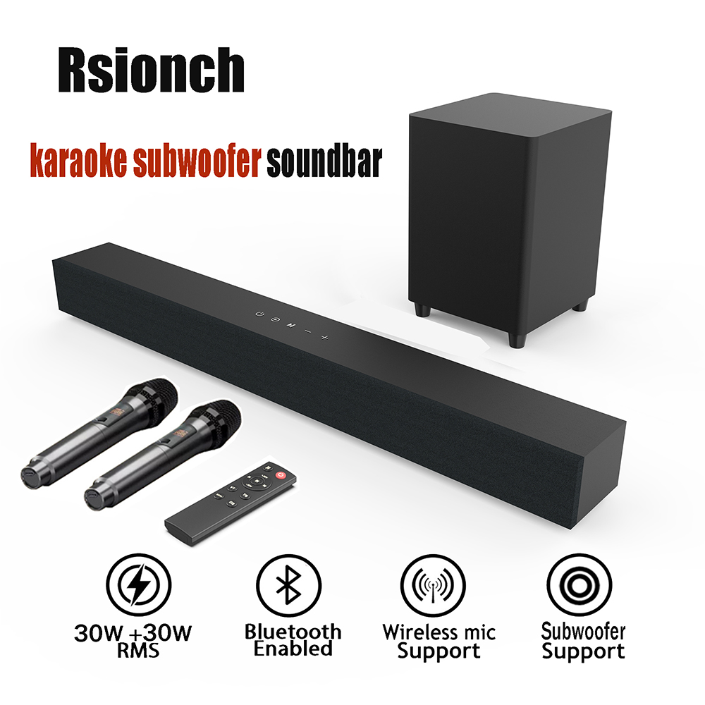 Karaoke TV Soundbar Subwoofer Bluetooth Speaker with Mic