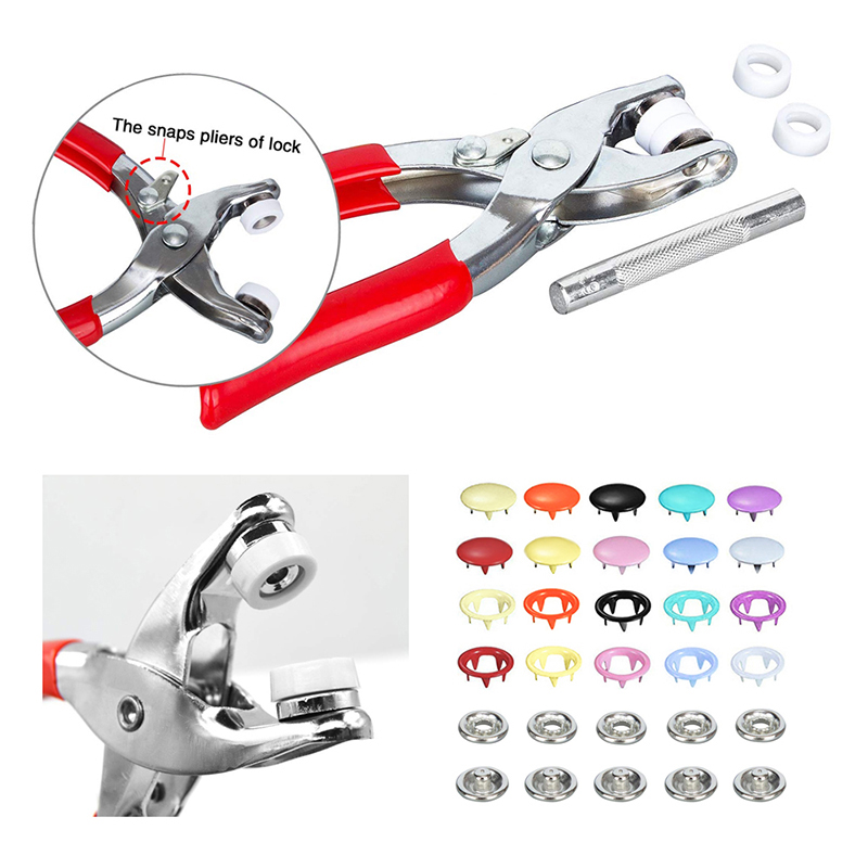 Pzcf Bộ 100/200 Bộ Dụng Cụ Bấm Khuy Bấm Nút Bấm May Vá Kim Loại Kìm Bấm Màu Đủ Loại Tự Làm Trang Phục Quần Áo