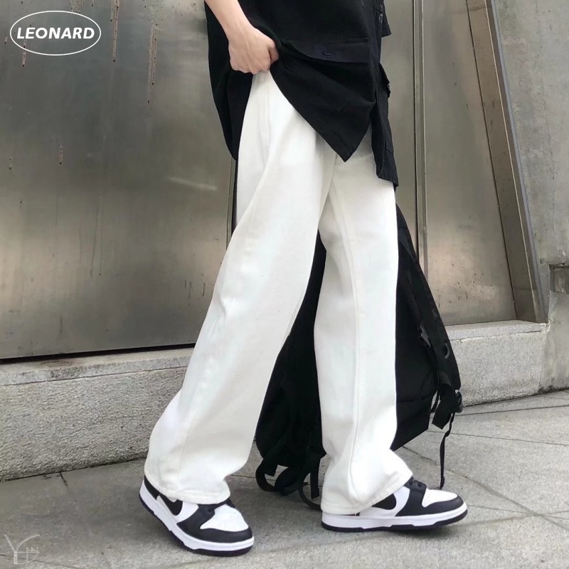 2022 Cool Design Leather Embroidery White Baggy Men Jeans Pants Y2K New  Fashion Streetwear Straight Loose Hip Hop Denim Trousers - AliExpress