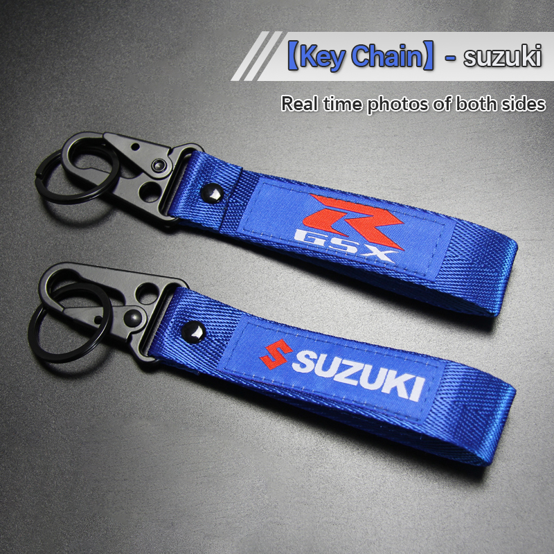 thumbnail interactive-video image 1 of Yamaha Embroidered Patch Keychain – Motorcycle Logo Key Ring, Red Black Blue, 11x3.5cm 1 of 2