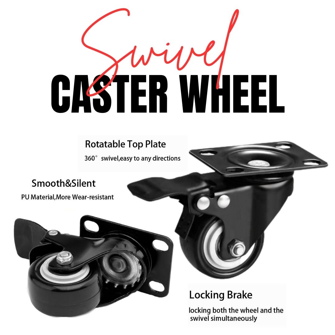 Pcs Inches Swivel Caster Wheel With Rubber Base And Lock Heavy Duty Caster Featuring A