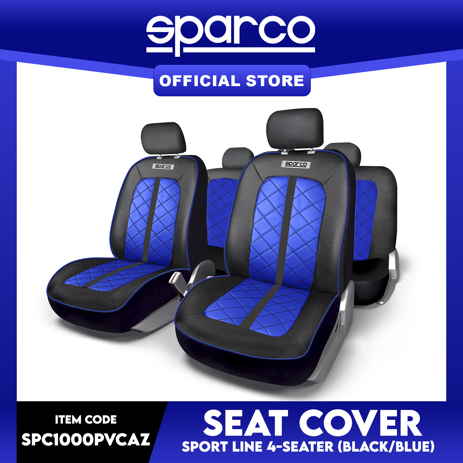 Sparco Car Seat Covers SPC1010 (Blue/Gray) Auto Interior Accessories –
