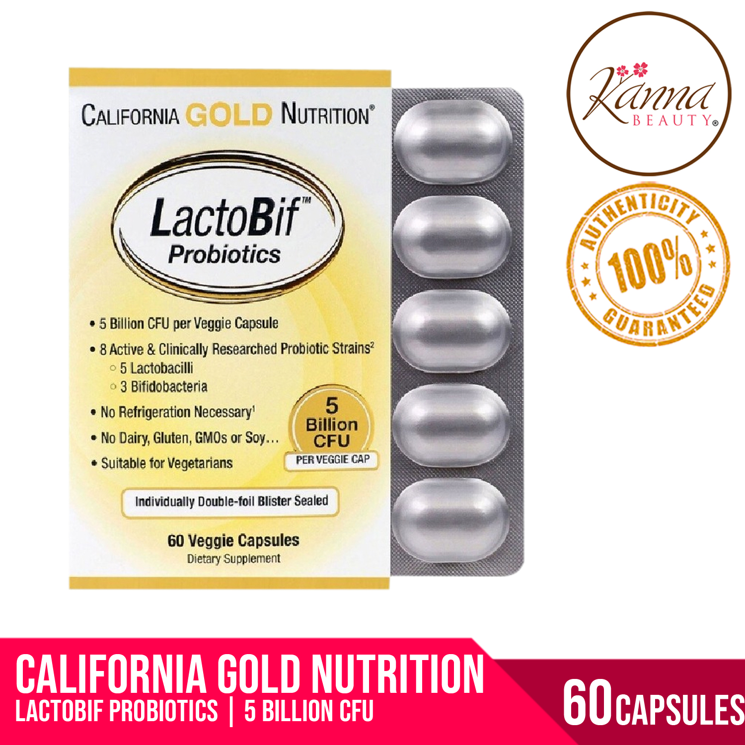 California Gold Nutrition LactoBif プロバイオティクス 300億個 植物