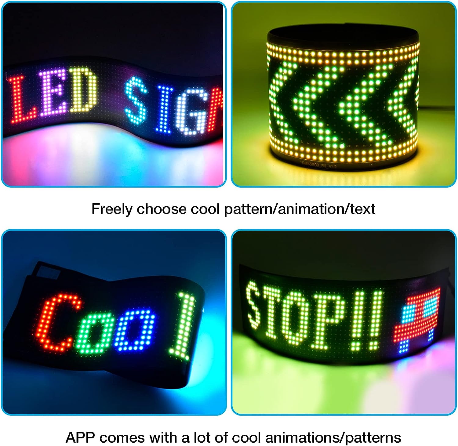 20x 66 cm LED Matrix Panel Flexible Car Sign Scrolling Display BLE APP  Control