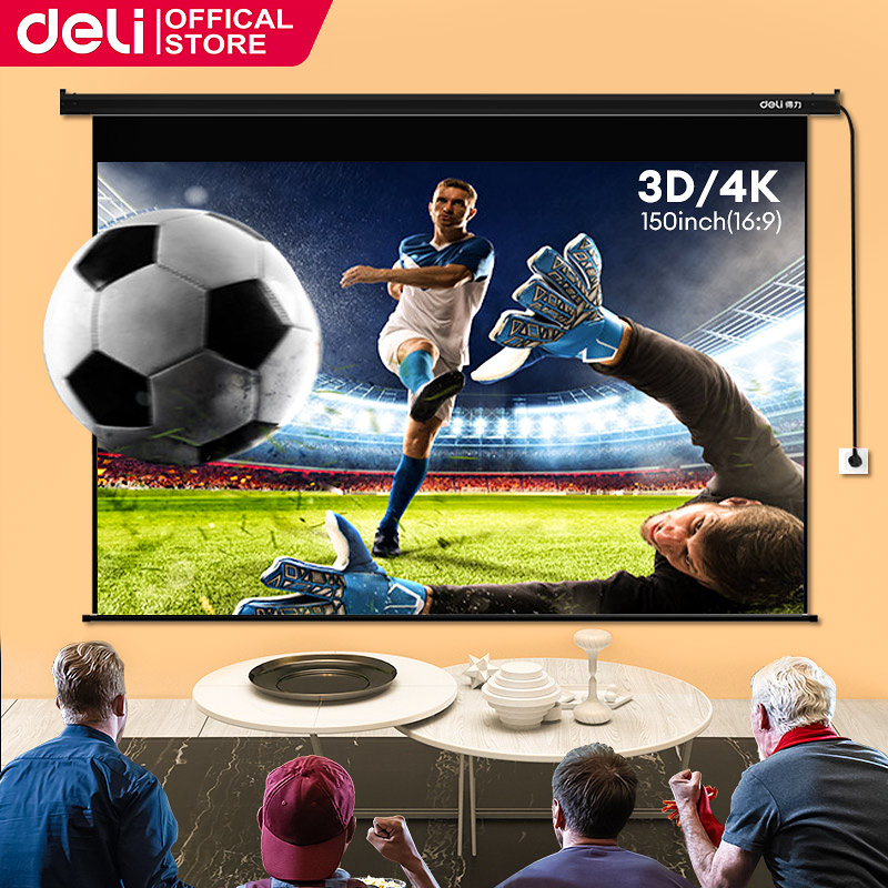 Deli Projector Screen AntiLight Curtain 150 Inch 169 3D 4K Portable