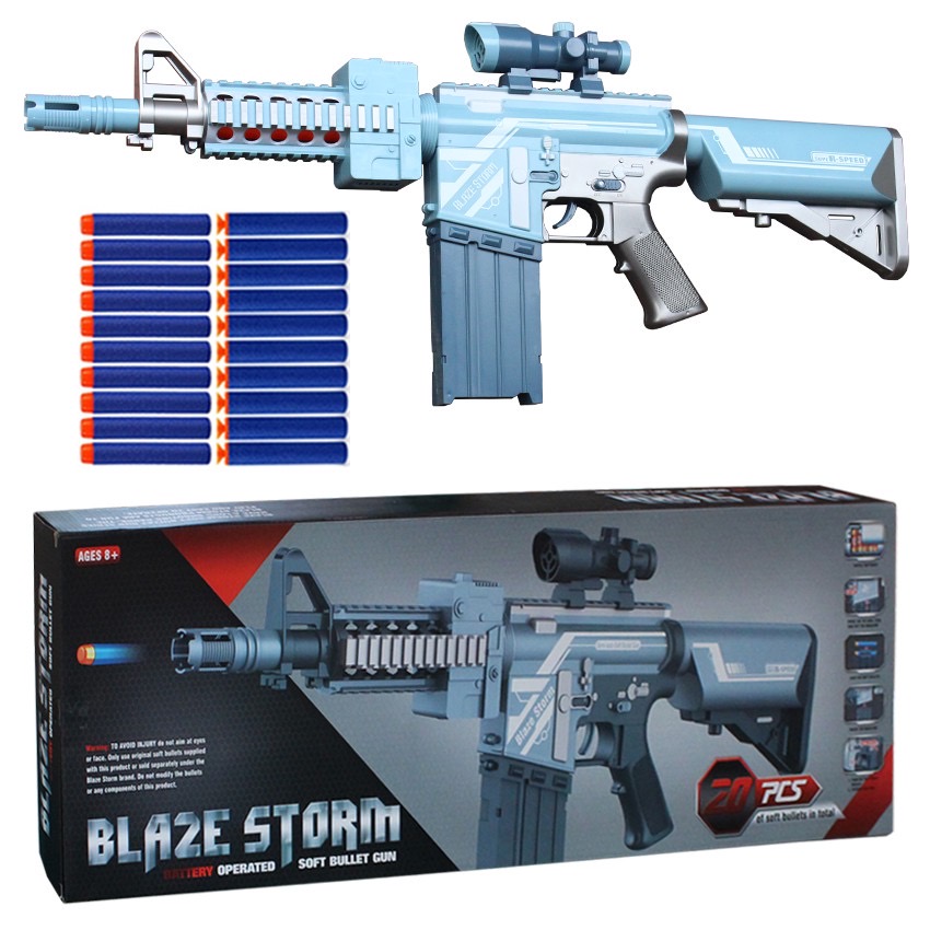 Metrahadora Blaze Storm, estilo Nerf Automática, elétrica, magazine, Soft  Bullet 20 dardos