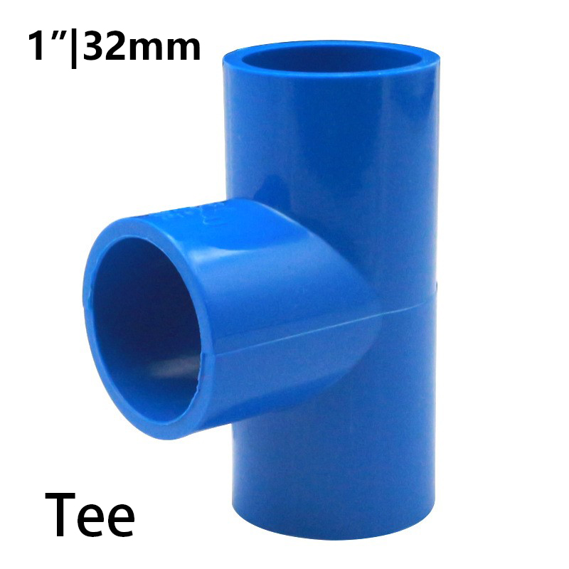 (1pcs) 1/2" to 3/4" to 1"PVC Blue Pipe Fittings Connector 20mm to 25mm to 32mm Elbow Tee 3