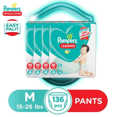 Pampers Baby Dry Diaper Pants Medium 34 x 4 packs (136 diapers) - (5-12kg)