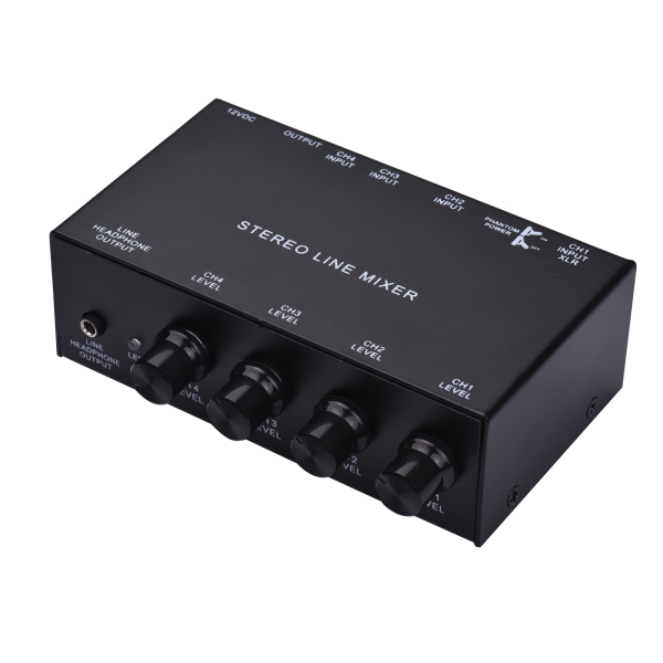 Stereo Line Mixer Professional Audio System Mini Stereo Four Channel Passive Mixer 4 Channels Line Mono Audio Mixer with Power Adapter