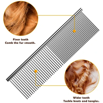 Paws up 19X3CM Stainless Steel Grooming Comb for Dog and Cat Pets