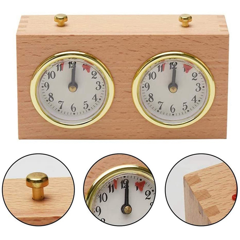 Wooden Chess Timer Tournament Competition Game Chess Clock Timer Gift Wind-Up Mechanical Accessories for Board Games